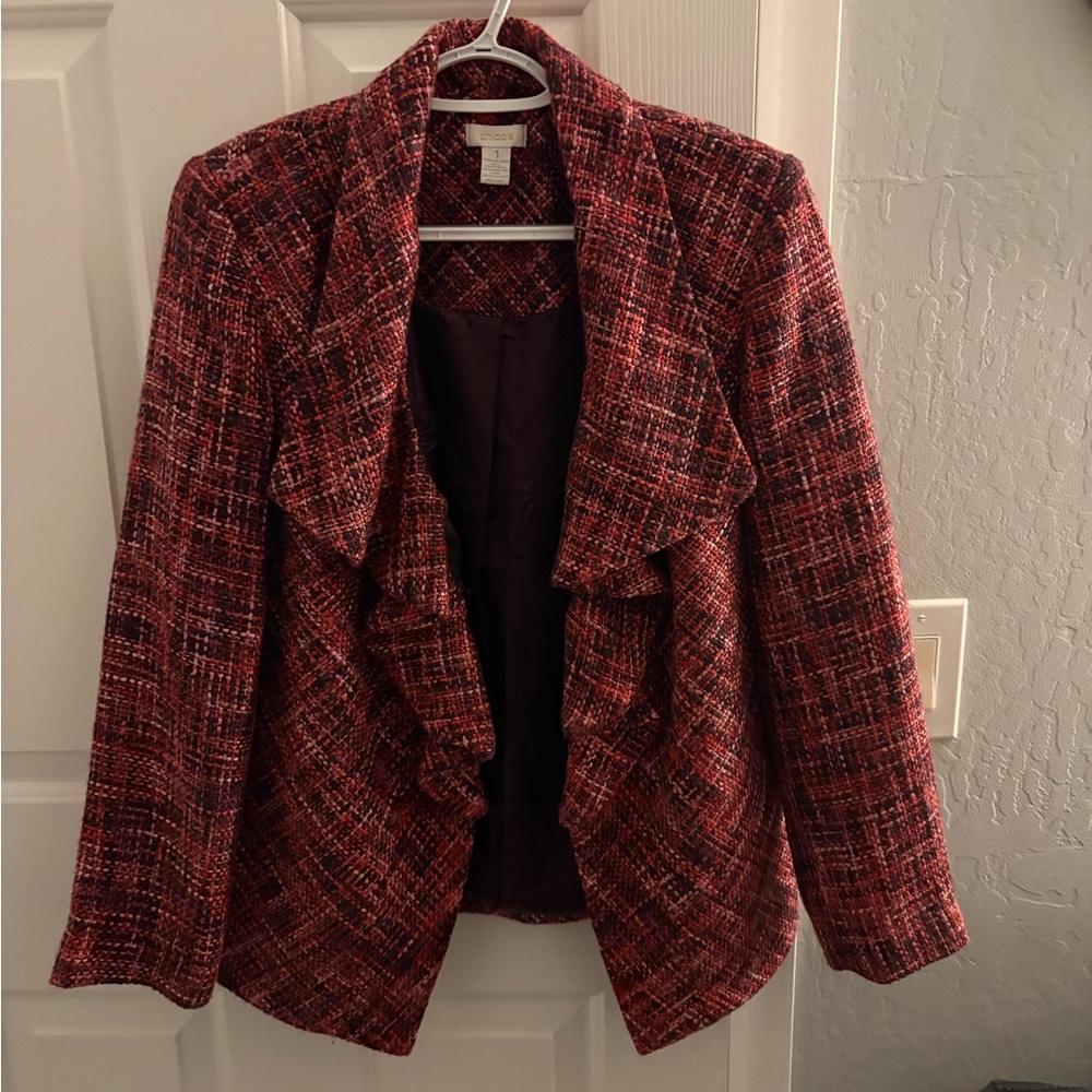 Chico's Burgundy Tweed Blazer
